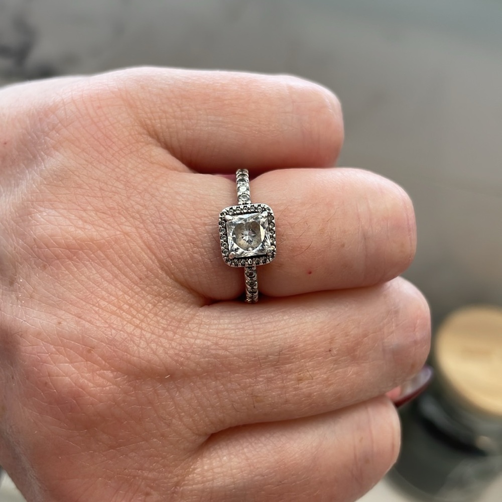 Retired Pandora sterling silver and cubic zirconia ring